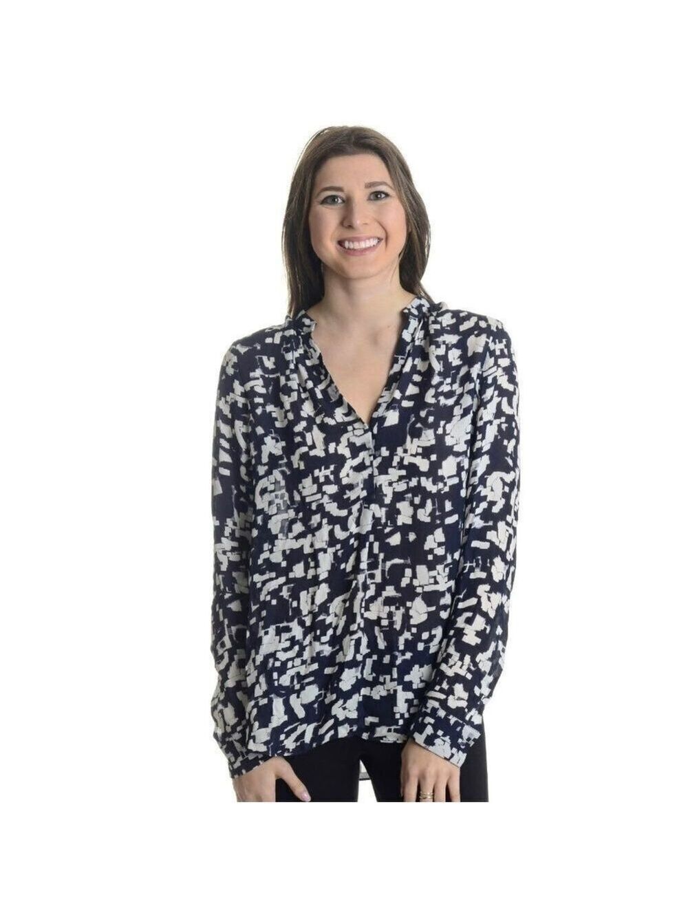 NEW Vince Confetti Popover Silk Blouse - Picture 1 of 2